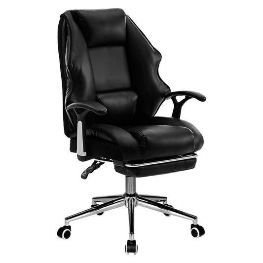 Thabit Faux Leather High Back Reclining Executive Office Chair W/ Stool - Black
