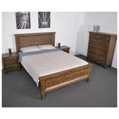CHRISTINE 5 DRAWERS RECYCLED TIMBER TALLBOY - AGED ROUGH SEWN
