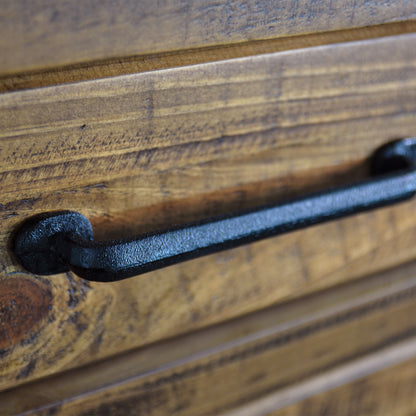 CHRISTINE 3 DRAWERS RECYCLED TIMBER BEDSIDE TABLE - AGED ROUGH SEWN
