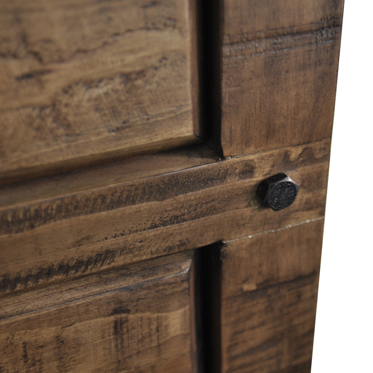 CHRISTINE RECYCLED PINE QUEEN 3 PIECE BEDSIDE  BEDROOM SUITE - AGED ROUGH SAWN