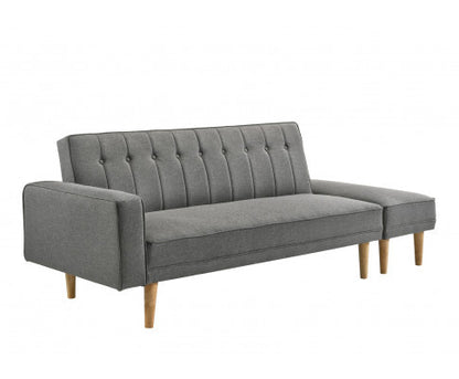 AZALEA FABRIC 3 SEATER SOFA BED WITH OTTOMAN - LIGHT GREY