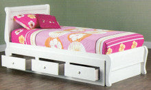 KING SINGLE COPENHAGEN BED WITH 3 DRAWER STORAGE INCLUDING SPACERS* - ARCTIC WHITE