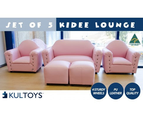 KIDEE  SET OF 5 KIDS LEATHERETTE LOUNGE   -PINK