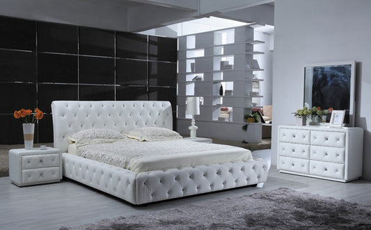 QUEEN BETHANY (9391) 5 PIECE DRESSER BEDROOM SUITE - COMBINATION LEATHER - CHOICE OF COLOURS