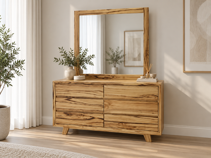 Indigo 6 Drawer Dresser With Mirror - Natural