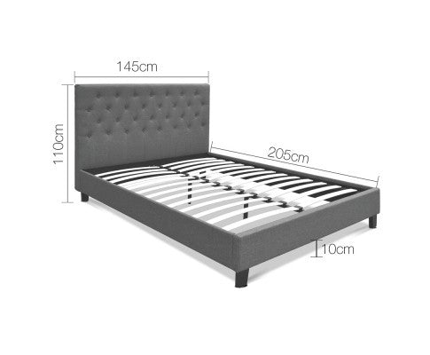 Double Kelly Fabric Bed Frame - Grey