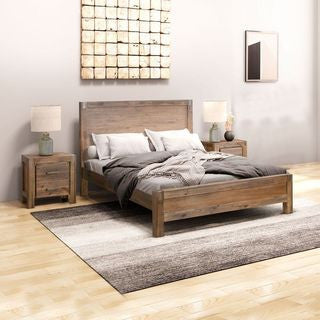 ENDLICHERI KING 3 PIECE (BEDSIDE) BEDROOM SUITE - OAK / CHOCOLATE