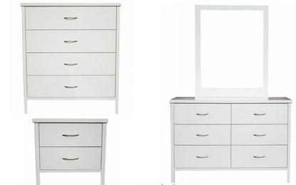 2-DRAWER BEDSIDE DIMENSION
 H 570mm x W 540mm x D 405mm;
4-DRAWER TALLBOY ;
 H 1015mm x W 940mm x D 445mm;
6-DRAWER DRESSER 
 H 800mm x W 1200mm x D 445mm