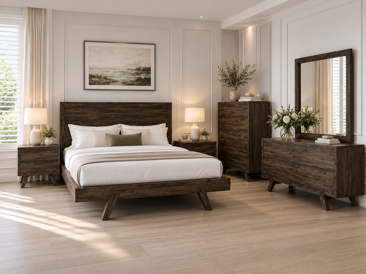 Susan (AUSSIE MADE) King 5 Piece (DRESSER) Bedroom Suite - Assorted Colours Available