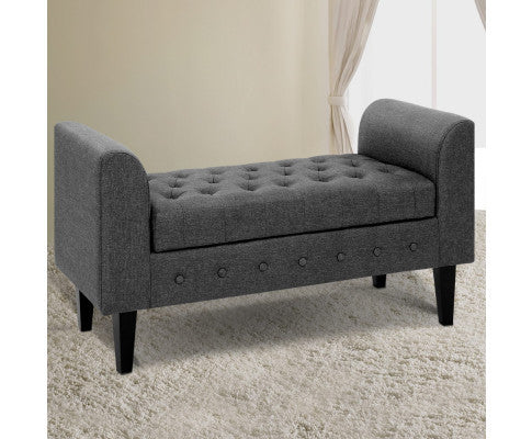 KAISER FABRIC  OTTOMAN STORAGE BOX- DARK GREY