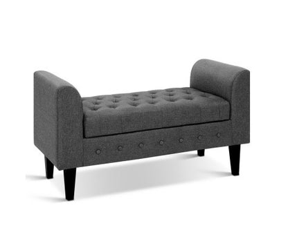 KAISER FABRIC  OTTOMAN STORAGE BOX- DARK GREY