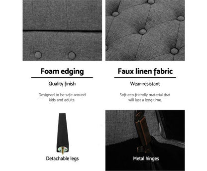 KAISER FABRIC  OTTOMAN STORAGE BOX- DARK GREY