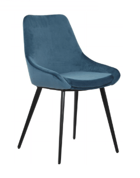 DOMO VELVET FABRIC DINING CHAIR - DUSK BLUE