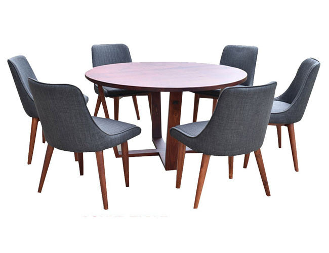 Denver 7 Piece Dining Table With Round Dining Table - 1300(D) - As Pictured