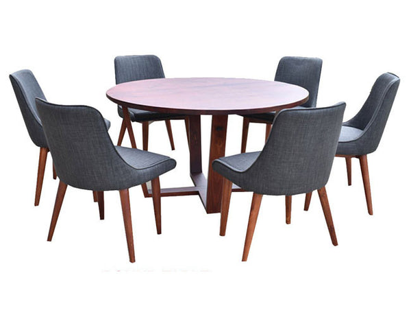 DENVER 7 PIECE DINING TABLE WITH ROUND DINING TABLE - 1300(D) - AS PICTURED