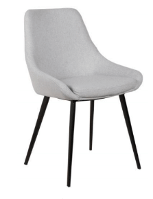 DOMO FABRIC LINEN DINING CHAIR - LIGHT GREY