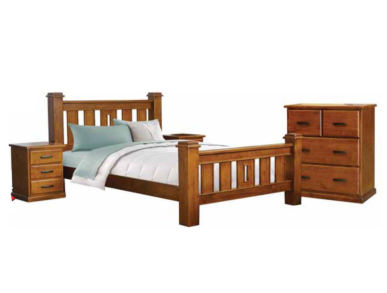 Donelley Queen 3 Piece (BEDSIDE) Bedroom Suite - Antique Oak