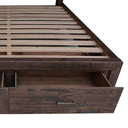 KING SINGLE MUNICH TIMBER BED WITH UNDER BED STORAGE - GREY STONE