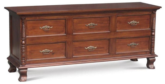 JEPARA   6 DRAWER   DRESSING  TABLE  - 774(H) X 1800(W)  -  MAHOGANY
