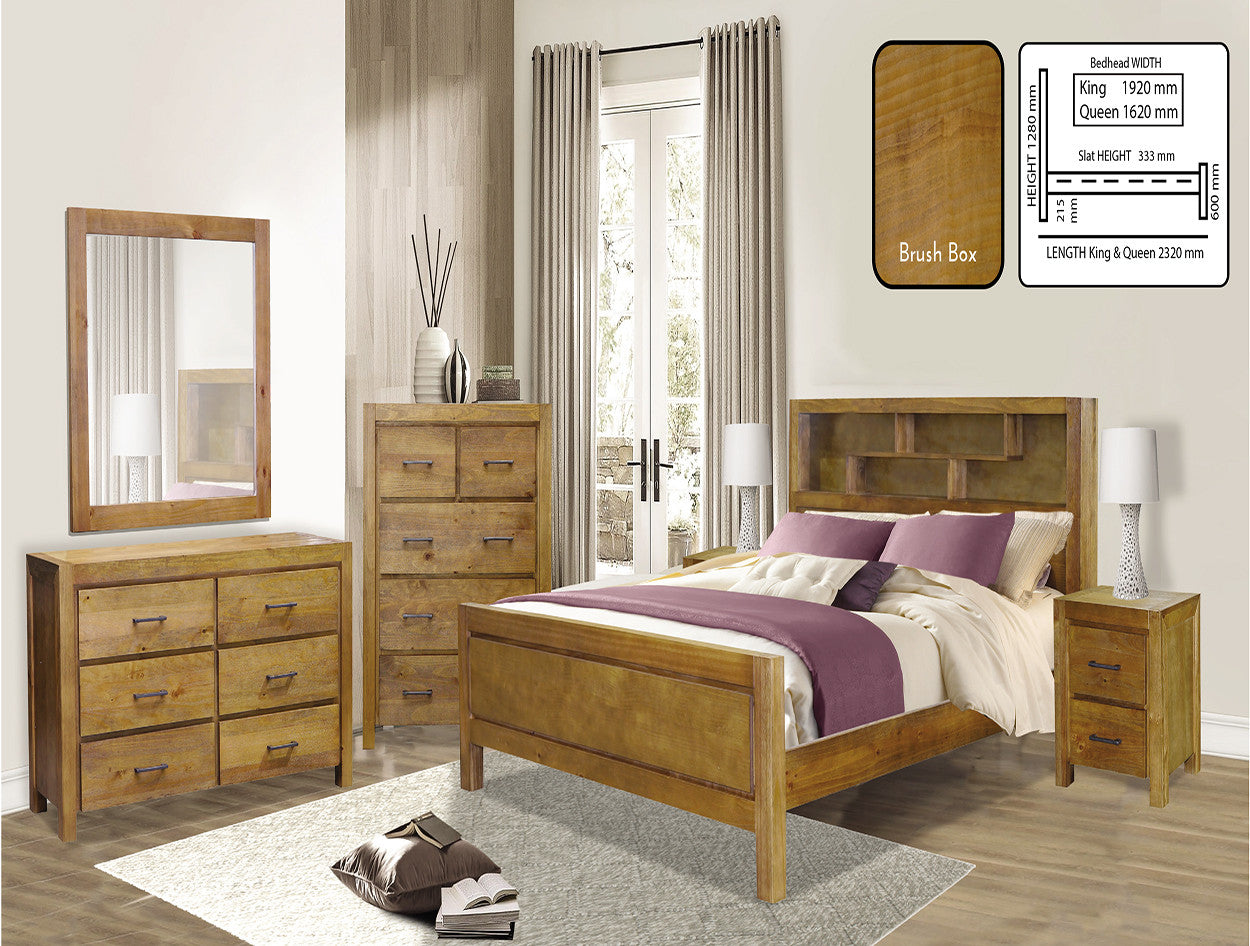 Clayton Double Or Queen 5 Piece (DRESSER) Bedroom Suite - Brush Box