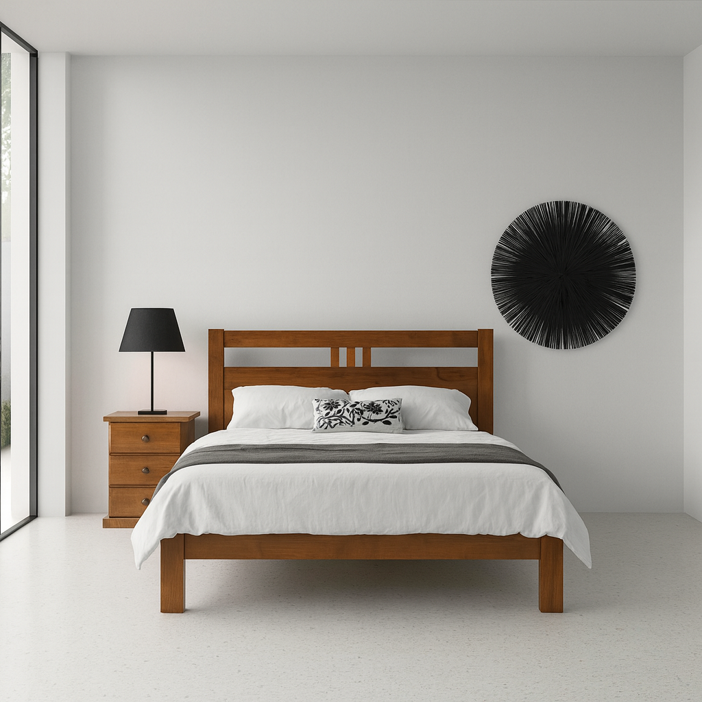 Double Toronto Bed (MODEL 11-1-20-5) - Blackwood (PICTURED) Or Walnut