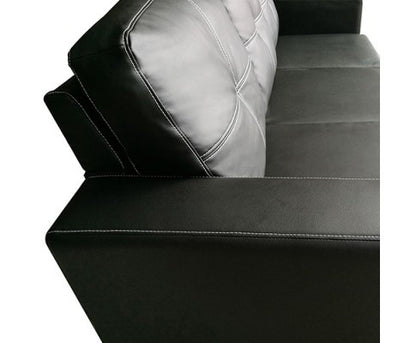NOWRA 2 SEATER LEATHERETTE  SOFA WITH REVERSIBLE CHAISE  - BLACK