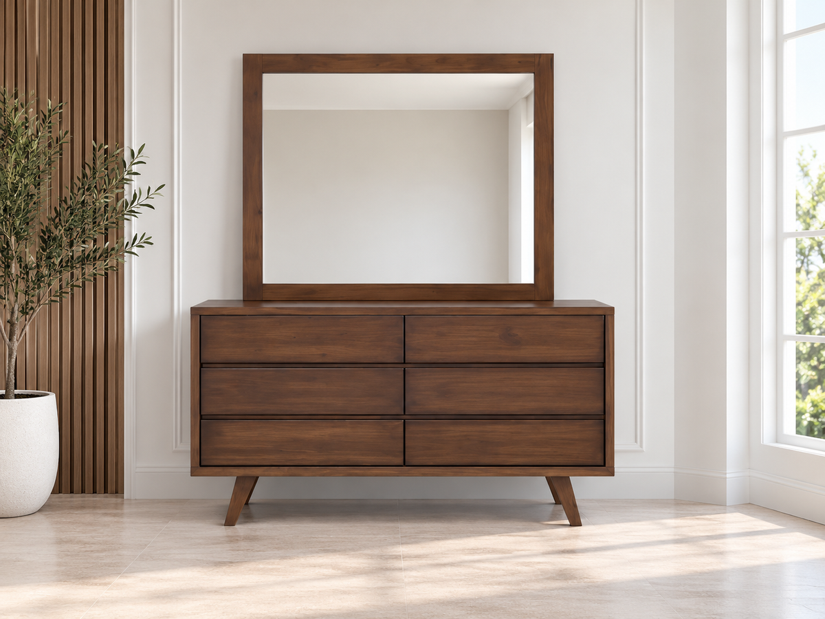 Roger 6 Drawer Dresser With Mirror - As Pictured