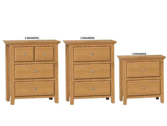 Jasper (AUSSIE MADE) Bedside Table Collection - Tassie Oak Combination - Assorted Stained Colours