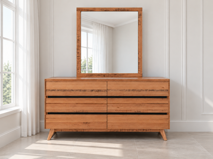 Birmingham 6 Drawer Dresser With Mirror - Rustic Oak