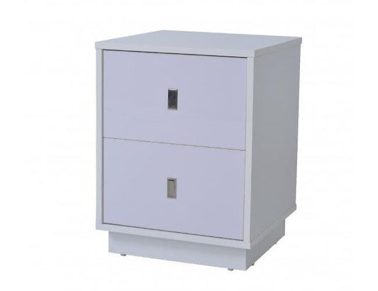 Emma 2 Drawers Bedside Table - Gloss White