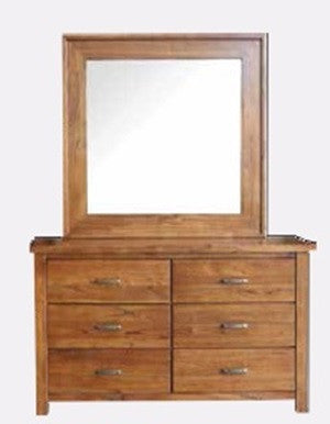 Montana 6 Drawer Dresser & Mirror -1900(H) X 1350(W) - Mountain Gum (3242)