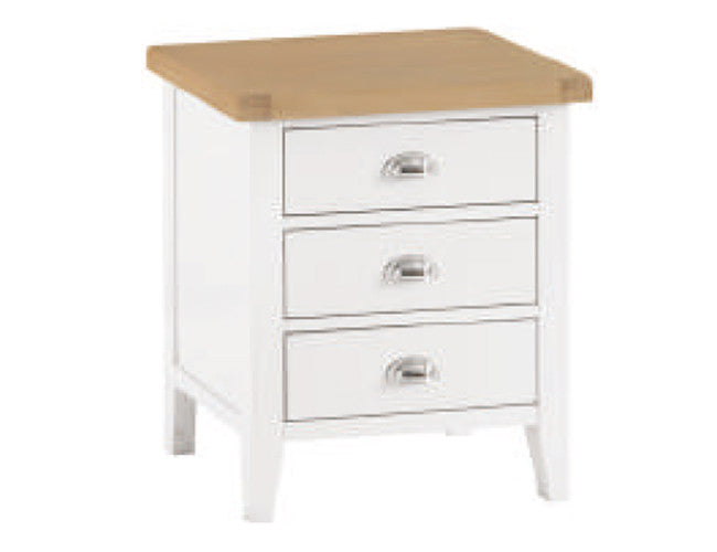 KING SPENCER 4 PIECE TALLBOY BEDROOM SUITE - BRIGHT WHITE  / LIGHT OAK (2 TONE)