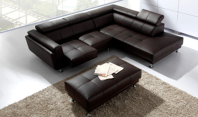 Emily 100% Leather / Leatherette Combination Corner Lounge With Chaise Suite - Assorted Colours
