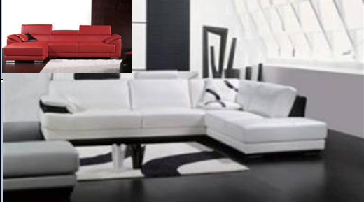 ROMEO LEATHERETTE 3 SEATER + LHS/RHS CHAISE - WHITE WITH BLOCK