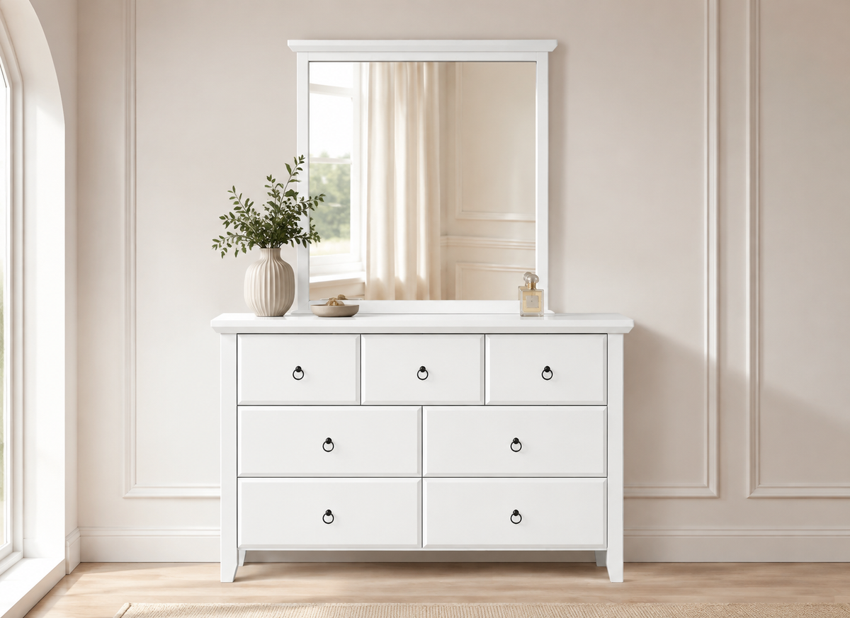 Manilla (AUSSIE MADE) 7 Drawer Dressing Table With Mirror - Assorted Painted Colours