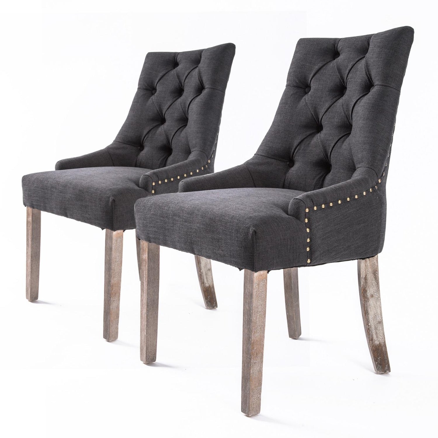 Retro French Provincial Fabric Dining Chair - Grey