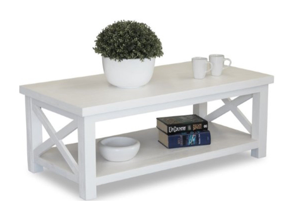 French Coast Coffee Table - 450(H) X 1200(W) X 600(D) - Brushed White