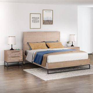 SENEGAL KING 3 PIECE (BEDSIDE) BEDROOM SUITE - LIGHT OAK