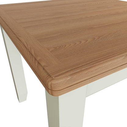 EMMETT (GA-FTT-W) FLIP TOP EXTENSION DINING TABLE - 780(H) x 850/1700(W) x 750(D) - IVORY WHITE / LIGHT OAK (2 TONE)