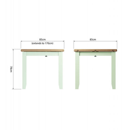 EMMETT (GA-FTT-W) FLIP TOP EXTENSION DINING TABLE - 780(H) x 850/1700(W) x 750(D) - IVORY WHITE / LIGHT OAK (2 TONE)
