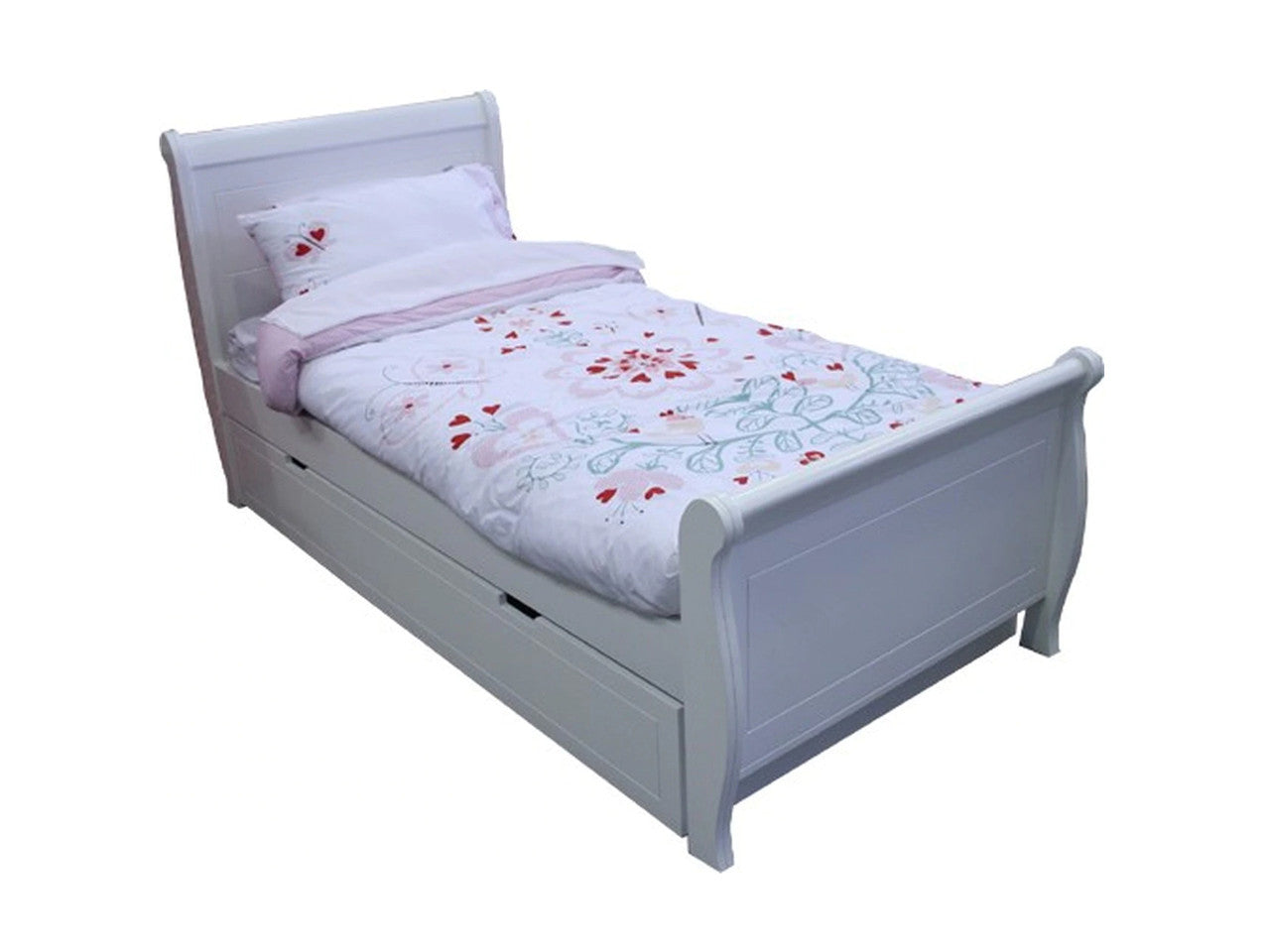 Single Modern Sleigh Bed With Single Under Bed Trundle Bed - Priced In Assorted Colours
