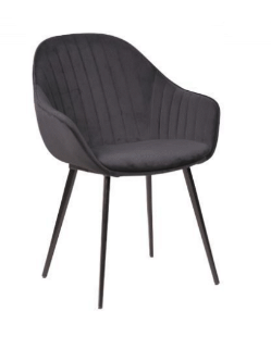 ELFORD VELVET FABRIC DINING CHAIR - BLACK