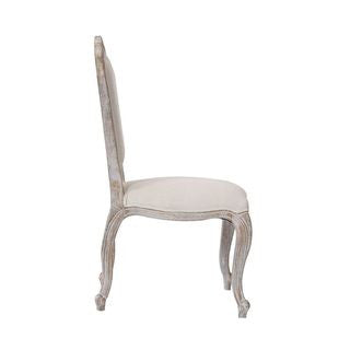 BICHIR (SET OF 2) DINING CHAIR -  FABRIC BEIGE / WHITE WASHED