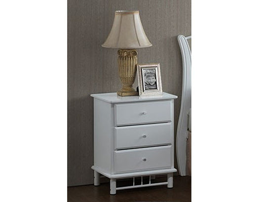 FRANKLIN/CHESTER/CRYSTAL BEDSIDE WITH 3 DRAWERS - WHITE