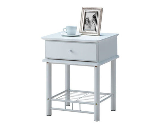 FRANKLIN / CHESTER / CRYSTAL BEDSIDE WITH 1 DRAWER - WHITE