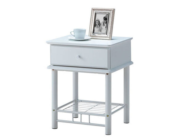 FRANKLIN / CHESTER / CRYSTAL BEDSIDE WITH 1 DRAWER - WHITE
