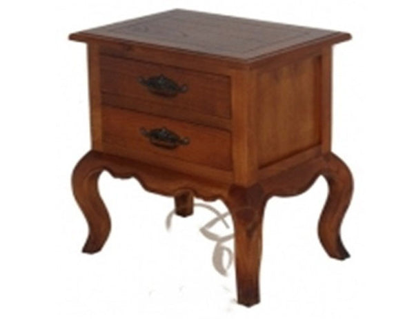 FRENCH PROVINCIAL 2  DRAWER  BEDSIDE TABLE (LT 002 FP)  -  LIGHT PECAN