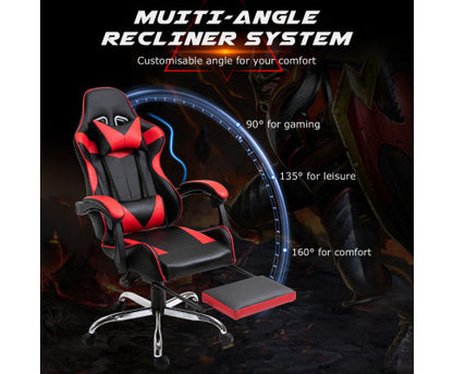 EUGENE RECLINING OFFICE COMPUTER  GAMING CHAIR  WITH FOOTREST -  RED