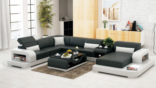UPTON (G8006) CORNER  LOUNGE SUITE + COFFEE TABLE + SMALL TABLE - CHOICE OF LEATHER AND ASSORTED COLOURS AVAILABLE