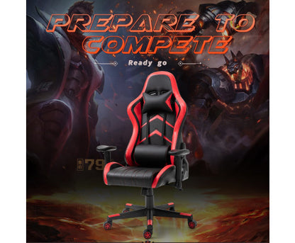 JEMAINE PU LEATHER OFFICE COMPUTER GAMING CHAIR - BLACK & RED